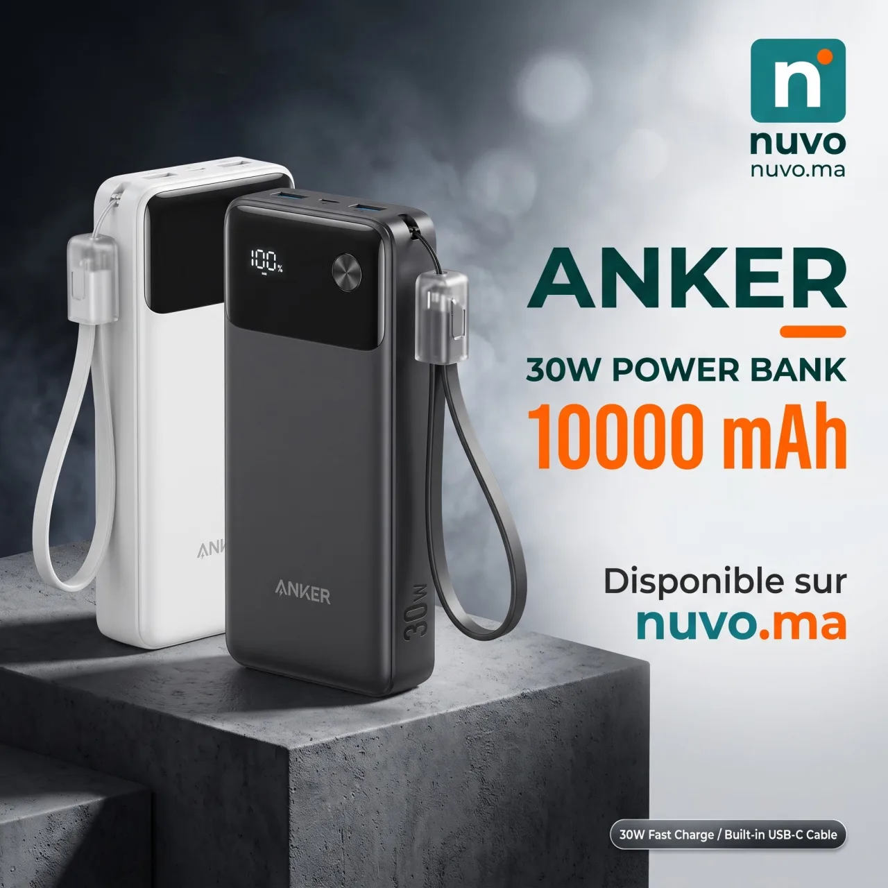 Anker PowerCore 20,000mAh 30W Power Bank with USB-C Cable Lanyard A1384 – 1