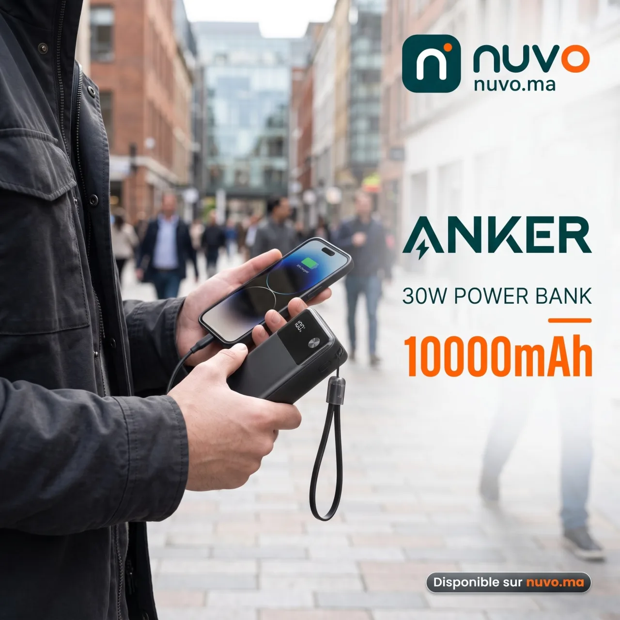 Anker PowerCore 20,000mAh 30W Power Bank with USB-C Cable Lanyard A1384 – 5