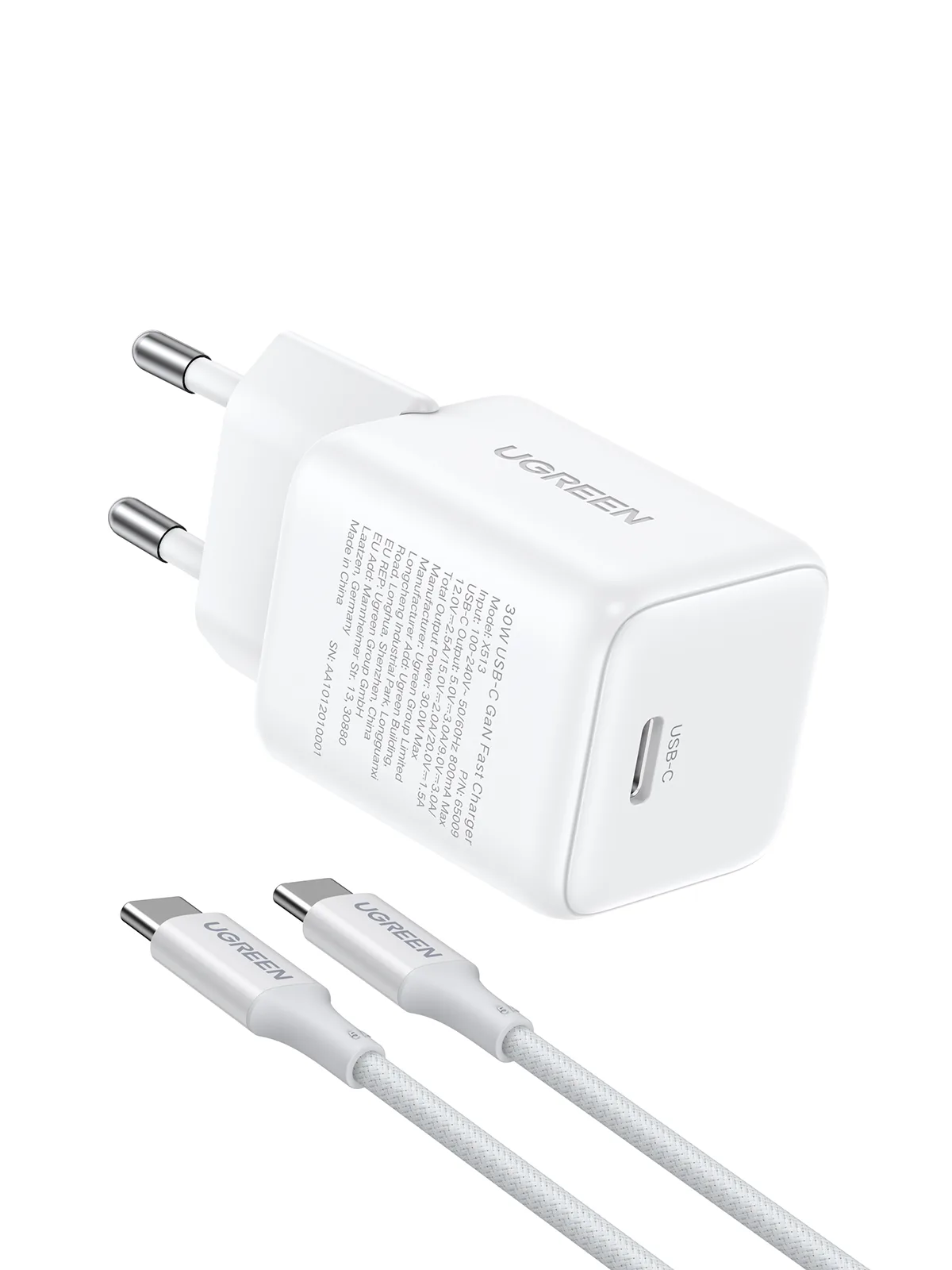 UGREEN شاحن GaN 30W + كابل USB-C 60W – 3