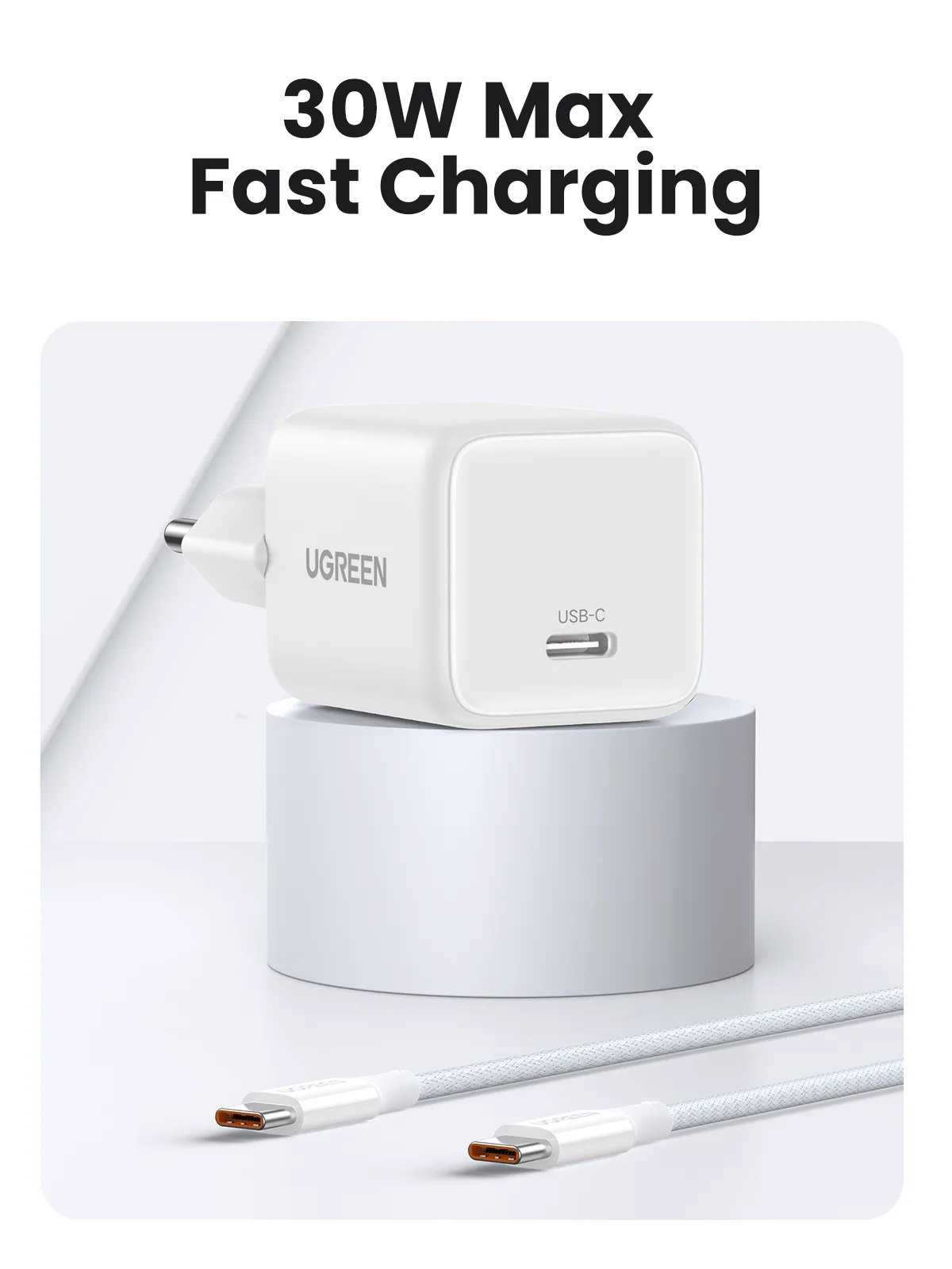 UGREEN شاحن GaN 30W + كابل USB-C 60W – 5