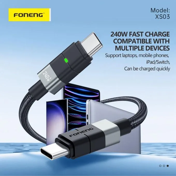 FONENG XS03 – Câble Type-C vers Type-C 240 W 2 m – 3