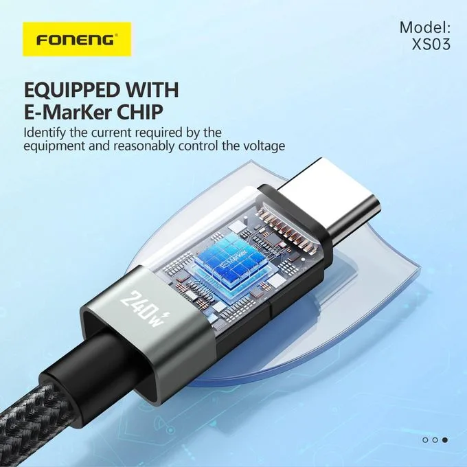 FONENG XS03 – Câble Type-C vers Type-C 240 W 2 m – 4