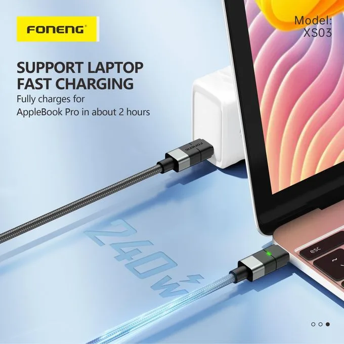 FONENG XS03 – Câble Type-C vers Type-C 240 W 2 m – 5