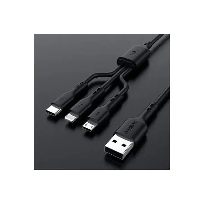 FONENG 3-en-1 – Câble USB vers Type-C, Lightning et Micro-USB 3 A – 3