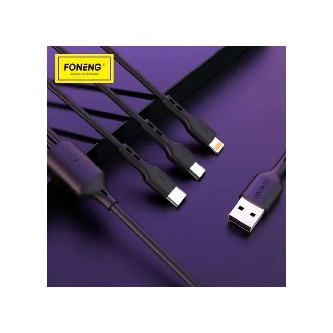 FONENG 3-en-1 – Câble USB vers Type-C, Lightning et Micro-USB 3 A – 4