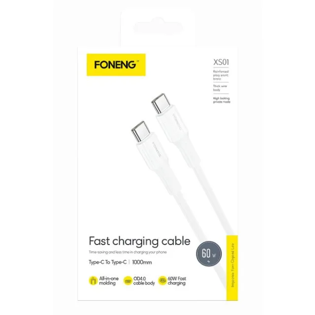 FONENG X63 – كابل Type-C إلى Type-C بقدرة 60 واط 1 م