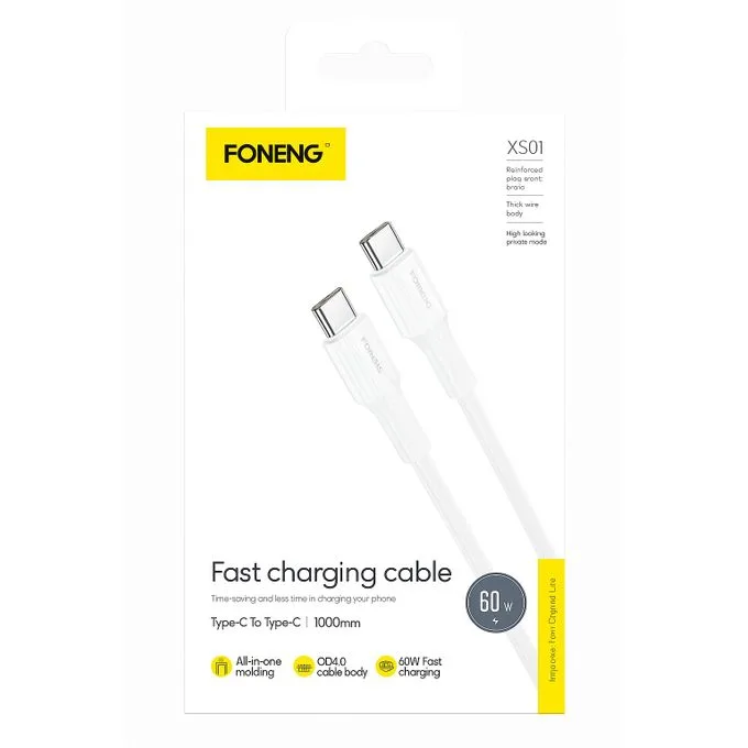 FONENG X63 – كابل Type-C إلى Type-C بقدرة 60 واط 1 م