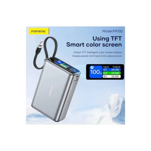 FONENG PX132 – Batterie externe 20 000 mAh 65 W écran TFT