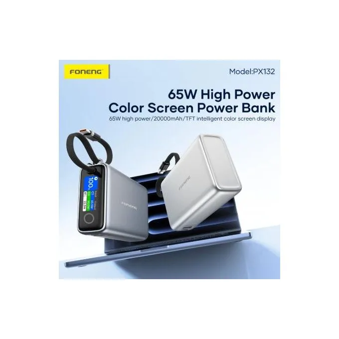 FONENG PX132 – بطارية خارجية 20000 mAh بقدرة 65 واط وشاشة TFT – 2