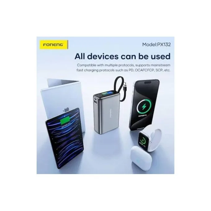 FONENG PX132 – بطارية خارجية 20000 mAh بقدرة 65 واط وشاشة TFT – 3